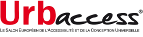 Image of the Urbaccess logo, the letters 'Urb' in red and 'access' in black with the organisation motto 'Le Salon Europen de l'Accessibilit et de la Conception Universelle' written underneath in black capitals